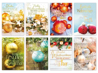 Produktbild von Glückwunschkarten Weihnachten 100 Stück 8 Motive