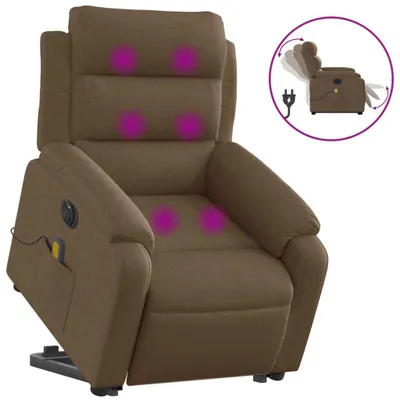Image de Fauteuil inclinable de massage électrique Marron Tissu