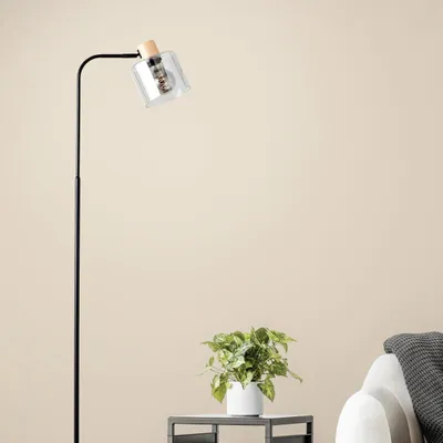 Obrázek produktu pro Moderní stojací lampa - 160 x 25 x 32 cm - stojací lampa s kouřovým sklem