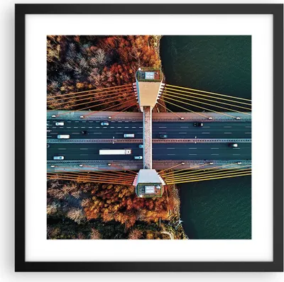 Produktbild von Gerahmtes Poster - Schwarzer Rahmen - Brücke Siekierkowski Warschau - 40x40 cm - Wand Bild - Wanddeko - Wandbilder - Kunstposter - Wandposter - Bilderrahmen - Bilder - Kunstdruck - P2BAC40x40-4663