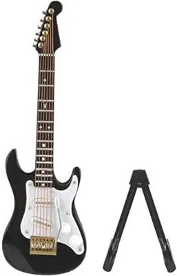 Immagine prodotto di Mini chitarra da collezione, 14 cm - Piccolo strumento musicale - Modello in legno - Ideale per vetrine - Articolo da regalo