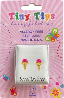 Produktbild von Studex Sensitive Tiny Tips Chirurgenstahl Ohrstecker vergoldet Eiscreme in pink
