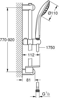 Produktbild von Grohe Brausegarnitur Euphoria Mono 27267 900mm Schlauch 1750mm Seifenschale chrom