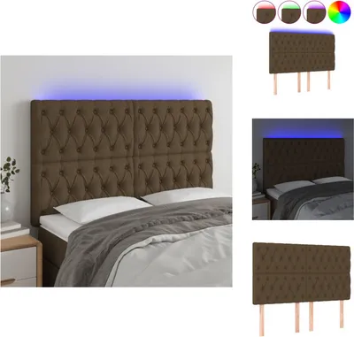 Produktbild von vidaXL LED Kopfteil Dunkelbraun 144x7x118/128 cm Stoff -  Kopf- & Fußenden