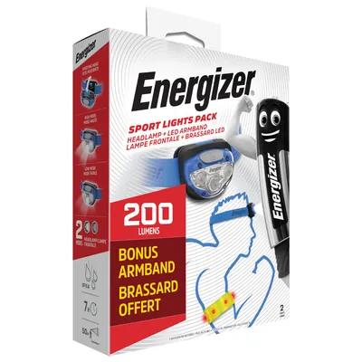 Produktbild von Energizer Sportpack Headlight Vision BLUE + Reflektor Armband