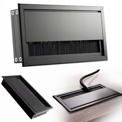 Produktbild von Kabelführung aus Aluminium 80 x 160 mm, Abdeckbürste, schwarze Kabeldurchführung