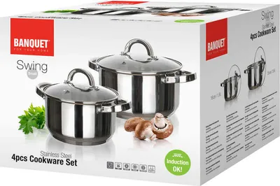 Immagine prodotto di Set di pentole in acciaio inox SWING Small, 4 pezzi