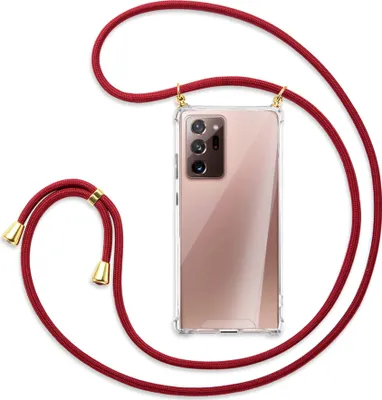 Produktbild von Handykette Backcover-Schutzhülle mit Band (Metall goldfarben) für Samsung Galaxy Note 20 Ultra - dunkelrot
