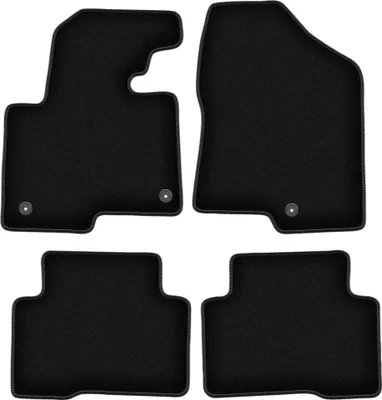 Image de Tapis de sol velours sur-mesure pour Hyundai SantaFe III (2012-, SUV) noir, jeu 4 pièces, fixations
