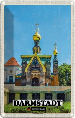 Produktbild von vianmo Blechschild 30x20 cm Darmstadt Russische Kapelle Bildmotiv Reisemotiv Abenteuer Reisen Urlaub