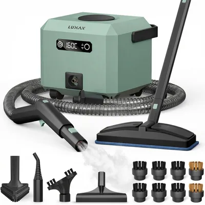 Produktbild von LUMAN Dampfreiniger MAX 2600W – 4,3 Bar Dampfdruck – 60 Min. Dampfdauer – 2,5L Wassertank – Teppichreiniger - Sofareiniger & Fleckenreiniger – Grün