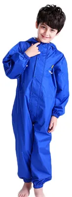 Produktbild von Kinder Regenjacke wasserdicht mit Kapuze und reflektierenden Streifen - Blau (4-5 Jahre)