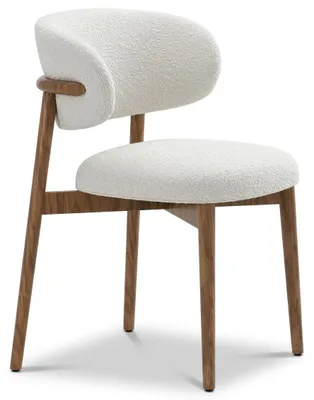 Produktbild von Moderner Weißer Polsterstuhl Textil Holz Esszimmer Wohnzimmer Luxus