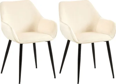 Produktbild von 2er Set Esszimmerstuhl Vessa Samt creme