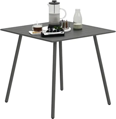 Produktbild von Gartentisch, 80 x 80 x 74 cm, aus Stahl, wetterbeständig und mit Stahlrahmen für den Außenbereich