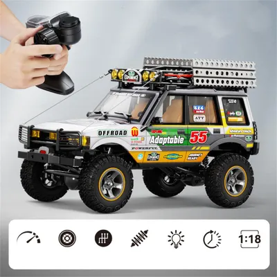 Produktbild von JXC LR1801 1:18 RC Crawler 4WD Offroad Kletterfahrzeug RTR Ferngesteuertes Auto mit 3-Gang Getriebe LED Licht für Kinder Erwachsene, Gelb