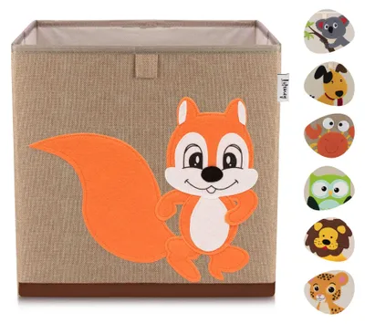 Produktbild von Lifeney Kinder Aufbewahrungsbox I praktische Aufbewahrungsbox für jedes Kinderzimmer I Kinder Spielkiste I Niedliche Spielzeugbox I Korb zur Aufbewahrung von Kinder Spielsachen (Eichhörnchen dunkel)