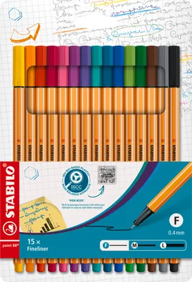 Produktbild von STABILO Fineliner -  point 88 - 15er Pack - Standardfarben