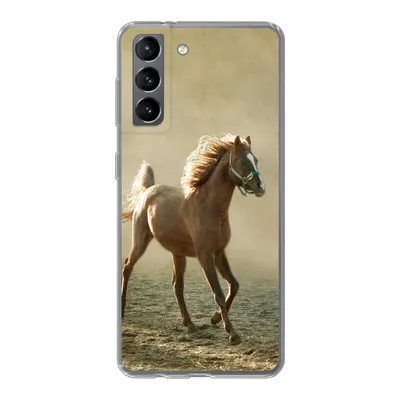 Produktbild von MuchoWow® Handyhülle Schutzhülle Hülle für Samsung Galaxy S21 Pferd - Sand - Nebel Silikon Softcase Handy Hülle - Softcase