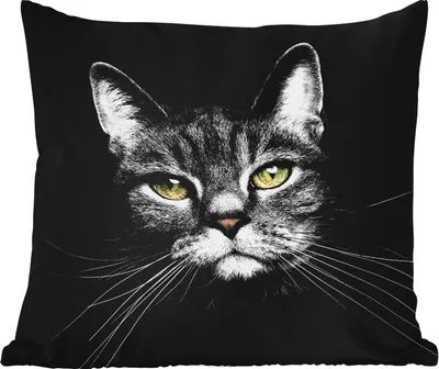 Produktbild von MuchoWow® Outdoor Kissen - Haustiere - Katze - Tiere - Schwarz - Weiß - 50x50 cm - Wetterfest - Lounge Kissen - Komfortabel - Kissen mit Bild