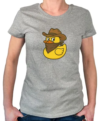 Produktbild von Huuraa Damen T-Shirt Quietscheente Bandit Gummiente Räuber M Sport Grey Bio Baumwolle Fairtrade Damenshirt Geschenkidee