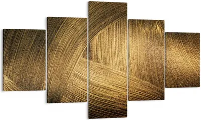 Produktbild von Bild auf Leinwand - Leinwandbild - 5 Teile - Abstraktion Gold Textur - 125x70cm - Wand Bild - Wanddeko - Wandbilder - Leinwanddruck - Bilder - Wanddekoration - Leinwand bilder - EA125x70-4477