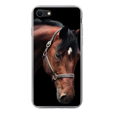 Produktbild von MuchoWow® Handyhülle Schutzhülle Hülle für iPhone SE 2020 Pferd - Halfter - Braun Silikon Softcase Handy Hülle - Kartenbesitzer