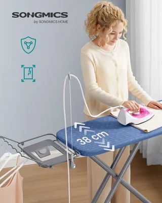 Obrázek produktu pro SONGMICS Žehlicí prkno, výškově nastavitelné žehlicí prkno, skládací, s držákem kabelu