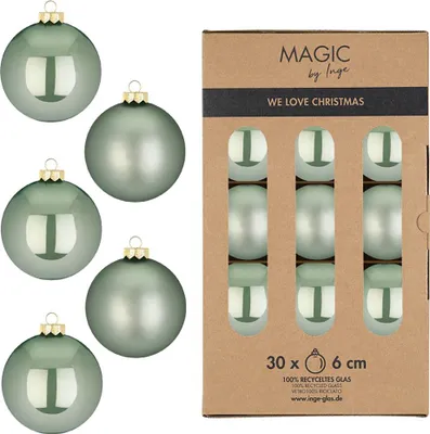 Produktbild von Weihnachtskugeln Glas 6cm 30 Stück - Mild Sage