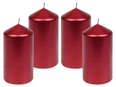 Produktbild von 4er Set Adventskranzkerzen "Edelglanz" Rubin Rot 150/77 mm