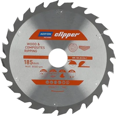 Image de Norton Clipper lame de scie circulaire bois / matériaux composites 185x30/20/16 24Z