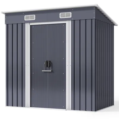 Produktbild von Bealife CC26 Metall-Geräteschuppen,183×109×182 cm, rostbeständig & stabil,Grau,Outdoor-Lager für Werkzeuge & Geräte