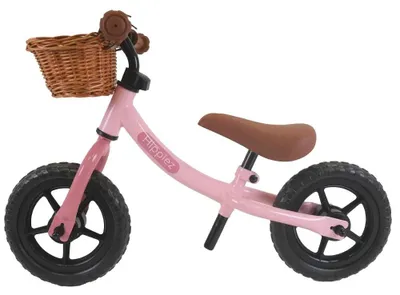 Produktbild von Hippiez Laufrad aus Metall mit Weidenkorb Worker Old Pink ab 2 Jahren – Rosa Lauf Fahrrad – Verstellbarer Sattel und Lenker – Für Mädchen – Kompakt und sicher – Niedriger Einstieg