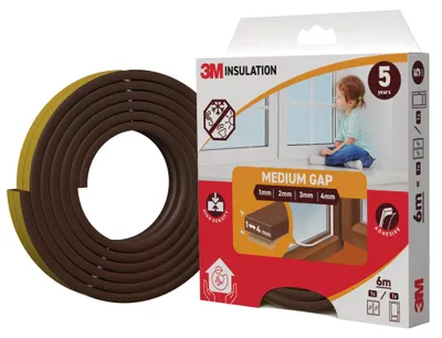 Immagine prodotto di Guarnizione per finestre e porte 3M Classic, 6 metri, colore marrone, per evitare spifferi, adatta per fessure da 1 a 4 mm