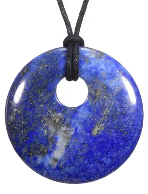 Produktbild von Morella Damen-Halskette 80 cm mit rundem Edelstein Anhänger Lapislazuli im Samtbeutel