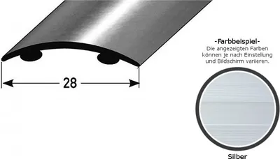 Produktbild von Übergangsprofil "Eindhoven" / Übergangsschiene, 28 mm, Typ: 05 (Aluminium eloxiert, mittig gebohrt oder selbstklebend)-silber-900-selbstklebend