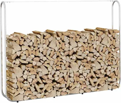 Produktbild von Design Brennholzregal mit Stahldraht 200x25x150 cm Verzinkter Stahl, Kaminholzregale 2024 Neu