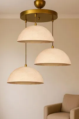 Produktbild von Opviq, Hochwertiger Kronleuchter, Metallkörper, Cremefarben, Ø30 h:75 cm, Höhenverstellbar 20-75 cm, E27 Fassung, Max 40 W, IP20 | Modernes Design für Hotel & Zuhause.