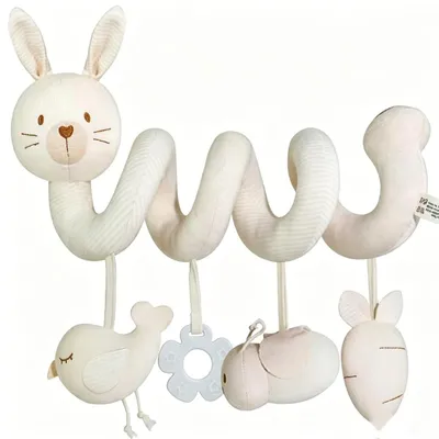 Produktbild von Baby Spielspirale ab 0 Monate: Aktivitätsspielzeug Hase für Kinderwagen & Babyschale | Greifling Stofftier für Laufgitter