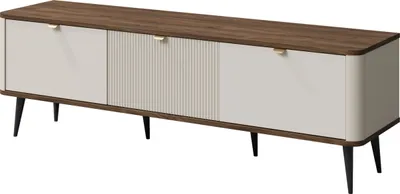 Produktbild von MIRJAN24 TV-Lowboard 3K MARLY REG 13, TV-Lowboard, Schwarze Metallfüße (Farbe: Cashmere / Cashmere + Nuss)