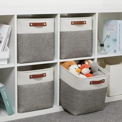 Produktbild von Solidchoice – Aufbewahrungsboxen-Set, 4 Stück – Grau/Weiß, 33x33x33 cm, für Kleidung und Regale