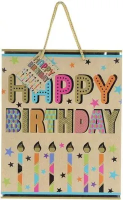 Obrázok produktu pre Darčeková taška – Sviečky „Happy Birthday“ – cca 17,8 x 22,9 x 9,8 cm