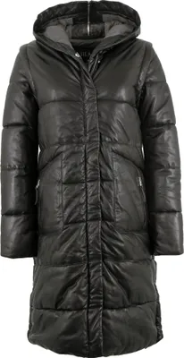 Produktbild von Jilani - Damen Ledermantel Steppmantel Kapuze Steppweste Lammnappa schwarz Größe 38