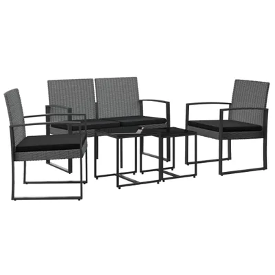 Obrázek produktu pro vidaXL 5dílný zahradní jídelní set s polštáři Dark Grey PP Rattan