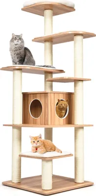 Produktbild von GOPLUS 175cm Katzenbaum mit 6 Plattform, Kletterbaum Katzenkratzbaum mit Höhle Spielbaum für Katzen, Katzenmöbel, Katzenstämme