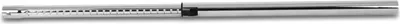 A close-up, studio shot of a silver telescopic tube for a vacuum cleaner.
