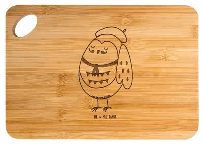 Produktbild von Mr. & Mrs. Panda Holzbrett Eule Frankreich - Transparent - Geschenk, Eulen, Schneidebrett, Owl, Brett, Frühstücksbrett, Französisch, Frühstücksbrettchen, Stolz