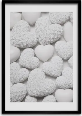 Produktbild von Bild - Bilderrahmen - Foto - 70 cm x 100 cm - MDF - Rahmen - Wandkunst - Weißer Hintergrund mit Herzen