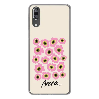 Produktbild von MuchoWow® Handyhülle Schutzhülle Hülle für Huawei P20 Blumen - Rosa - Ghana Silikon Softcase Handy Hülle - Hardcover