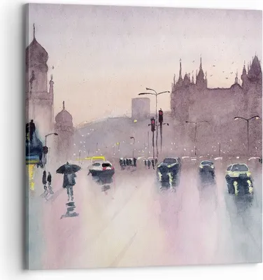 Produktbild von Bild auf Leinwand - Leinwandbild - Einteilig - Aquarell Stadt historische Denkmäler - 70x70cm Wand Bild Wanddeko Wandbilder Leinwanddruck Bilder Wanddekoration Leinwand bilder AC70x70-4579